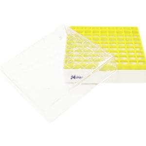 CAJA CONGELACIÓN DE PC P/CRIOTUBOS 81x1.8 ML, AMARILLA Marca Endo Plasticware.