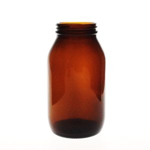 Frasco vidrio topacio, boca ancha, cuello salud, 500 ml Marca Endo Glassware.