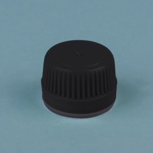 Tapón rosca  PE negro c/precinto p/frasco DIN28 Marca Endo Plasticware.