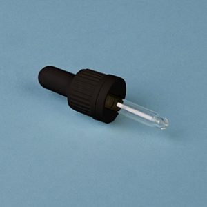TAPON CUENTAGOTAS NEGRO P/FRASCOS DIN18 DE 30 ML Marca Endo Glassware.