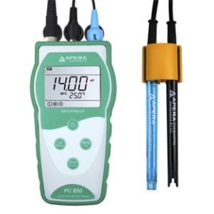 MEDIDOR MULTIPARAMÉTRICO (PH/CONDUCTIVIDAD/TDS/mV/temp) PORTÁTIL PC850 Marca Apera.