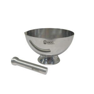 MORTERO CON PICO Y MANO, ACERO INOXIDABLE 304, 500 mL Marca Endo Metalware.