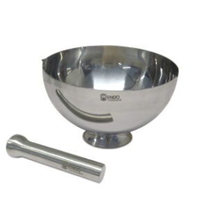 MORTERO CON PICO Y MANO, ACERO INOXIDABLE 304, 2000 mL Marca Endo Metalware.