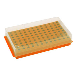 GRADILLA DOBLE USO PARA MICROTUBOS CON TAPA, 96X0.5/1.5ML, NARANJA Marca Endo Plasticware.