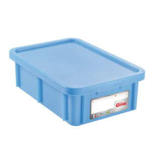 Bac rectangulaire 25 l couvercle HACCP bleu Marca Gilac.