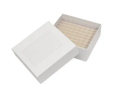 CAJA CRIOGÉNICA CON RECUBRIMIENTO IMPERMEBALE PARA VIALES DE ROSCA INTERNA 10X10 Marca Endo Plasticware. - Imagen 2
