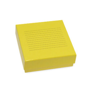 CAJA CRIOGÉNICA DE CARTÓN PARA VIALES DE 2ML 10X10 CON RECUBRIMIENTO AMARILLO Marca Endo Plasticware.