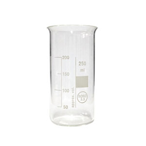 Vaso grad blanca forma alta sin pico, 100 mL Marca Endo Glassware.
