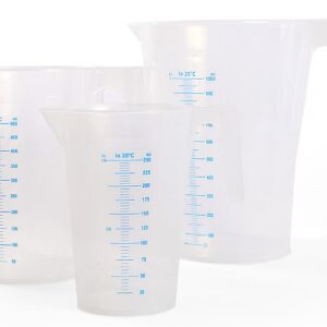 Jarra graduada forma alta, impresión azul, 3000 mL Marca Endo Plasticware.