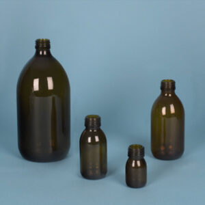 Frasco rosca DIN28 topacio, 1000 mL Marca Endo Glassware.