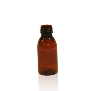FRASCO BOCA ESTRECHA DIN28 PET AMBAR 120ML SIN TAPON ENDO Marca Endo Plasticware.