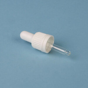 TAPON CUENTAGOTAS BLANCO P/FRASCOS DIN18 DE 5 ML Marca Endo Glassware.
