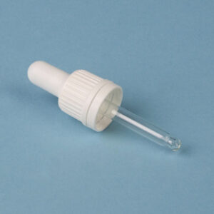 TAPON CUENTAGOTAS BLANCO P/FRASCOS DIN18 DE 10 ML Marca Endo Glassware.