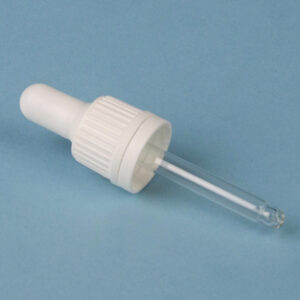 TAPON CUENTAGOTAS BLANCO P/FRASCOS DIN18 DE 15 ML Marca Endo Glassware.