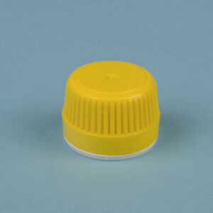 Tapón rosca amarillo c/precinto p/frasco cristal DIN28 Marca Endo Plasticware.
