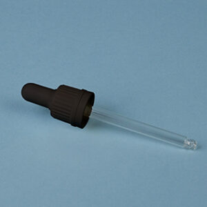 TAPON CUENTAGOTAS NEGRO P/FRASCOS DIN18 DE 100 mL Marca Endo Glassware.