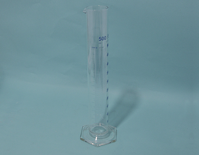 Probeta base hexagonal azul grad B 500ml Marca Endo Glassware.