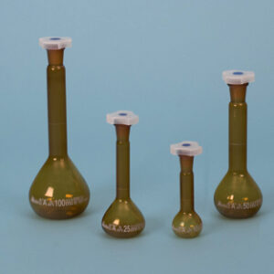 MATRAZ AFORADO "CLASE A", AMBAR, C/TAPON, 250 ML Marca Endo Glassware.
