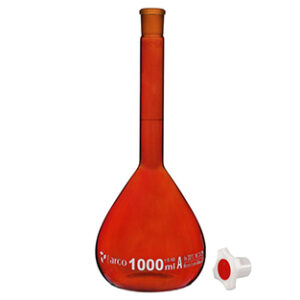 MATRAZ AFORADO "CLASE A" AMBAR C/TAPÓN, 2000 ML Marca Endo Glassware.
