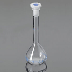 Matraz aforado Glassco A 50ml tap. plast. 14/23 grad. azul Marca Glassco.