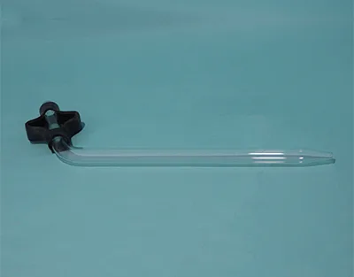 Pipeta alzavino curva 45cm con mango de goma negra Marca Endo Glassware.