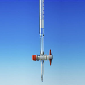 Bureta Mohr, llave recta PTFE, clase AS franja Schelbach y boca embudo, 25mL 1/10 Marca Endo Glassware.