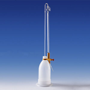 Bureta de valoración 50ml 1/10 naranja pulsador Marca Endo Glassware.