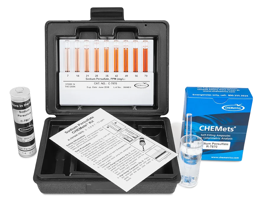 Kit visual Persulfato, 0-5,6 / 7-70 ppm Marca Chemetrics.
