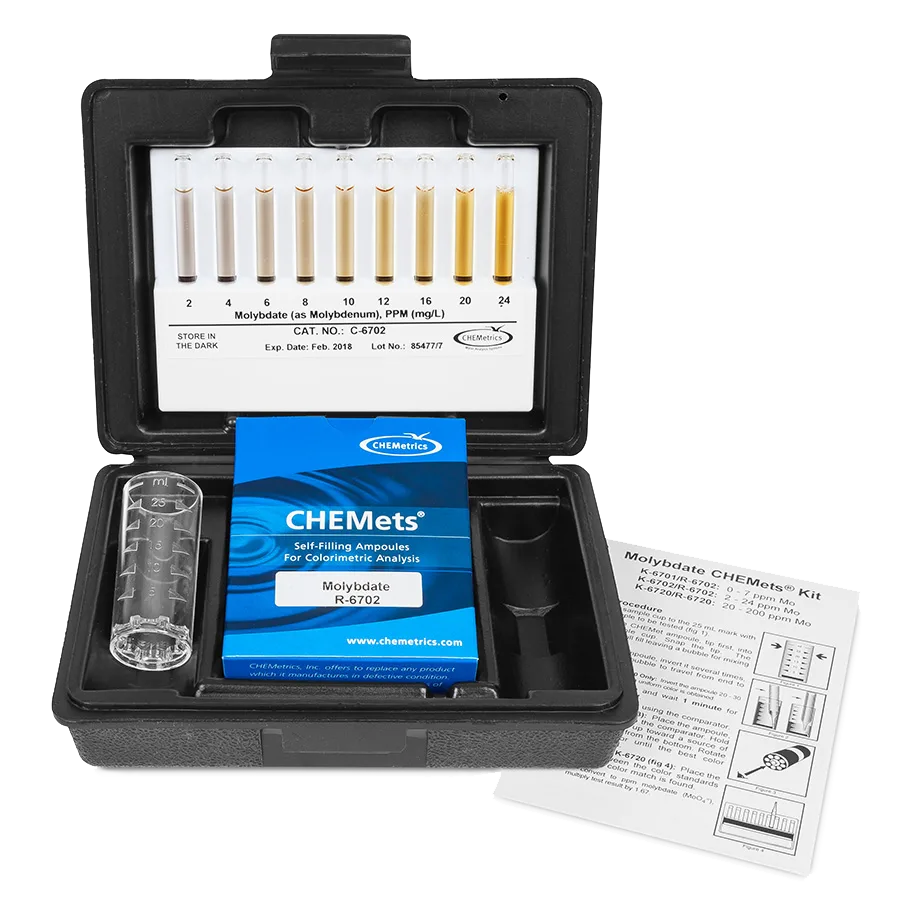 Kit visual Molibdato, 2-24 ppm Marca Chemetrics.