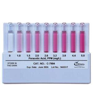 Ácido Peracético, 0-5 ppm. Comparador de recambio Marca Chemetrics.