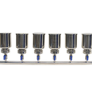 RAMPA DE FILTRACIÓN COMPLETA INOX, 6 POSICIONES, 500 ML Marca Endo Metalware.