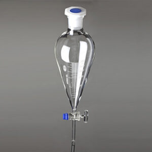 Embudo de decantación Squibb con llave de vidrio, 500ml 29/32 graduado Marca Glassco.