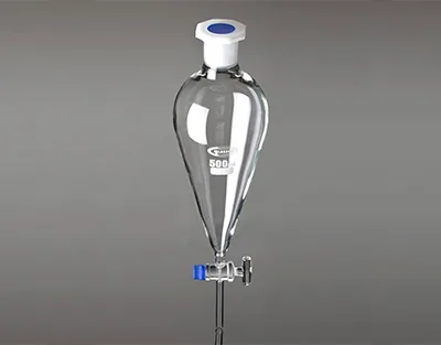Embudo de decantación Squibb con llave de vidrio 250ml 19/26 Marca Glassco.