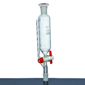 EMBUDO IGUALADOR DE PRESION, LLAVE PTFE, 250 ML, 29/32 Marca Glassco.