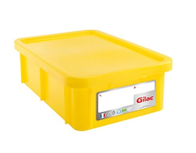 Bandeja rectangular 25 l + tapa topacio HACCP Marca Gilac.