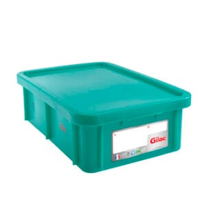 Bandeja rectangular 25 l con tapa HACCP verde Marca Gilac.