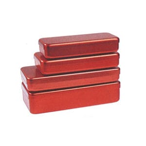 Caja de instrumental aluminio rojo L.170x70xHt.30 mm Marca Agencinox.