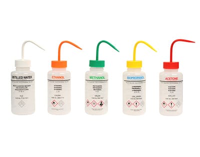 FRASCO LAVADOR BOCA ANCHA 500ML ETIQUETADO "METANOL" Marca Endo Plasticware. - Imagen 2