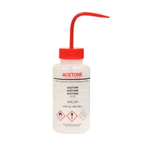 FRASCO LAVADOR BOCA ANCHA 500ML ETIQUETADO "ACETONA" Marca Endo Plasticware.