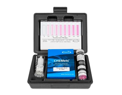Kit Ácido peracético 0-1 y 0-5 ppm NF Marca Chemetrics.