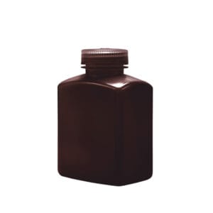 Frasco rectangular de HDPE, ámbar