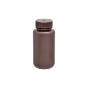 Frasco redondo de HDPE cuello ancho, ámbar