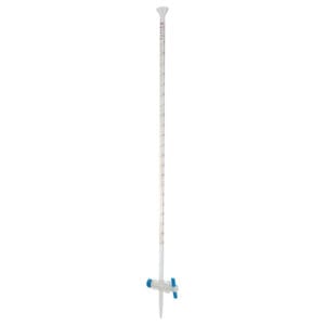 Bureta con llave recta de PTFE y franja Schellbach, clase A