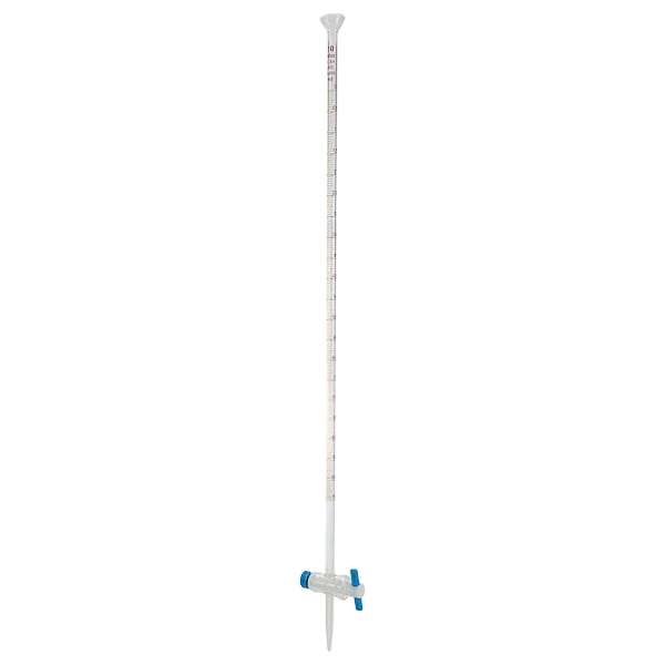 Bureta con llave recta de PTFE y franja Schellbach, clase A