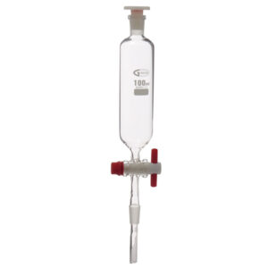 Embudo de adición cilíndrico esmerilado con llave de PTFE