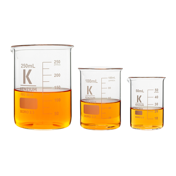 VASOS DE PRECIPITADOS DE FORMA BAJA, VIDRIO BOROSILICATO 3.3, GRADUACIÓN IMPRESA