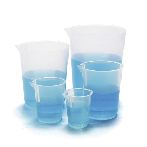 Vasos de precipitados, de polipropileno, apilables, con pico y graduación en relieve