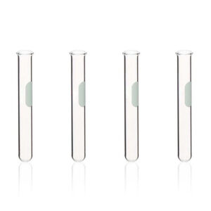 Tubos de ensayo con borde y área de escritura, vidrio borosilicato