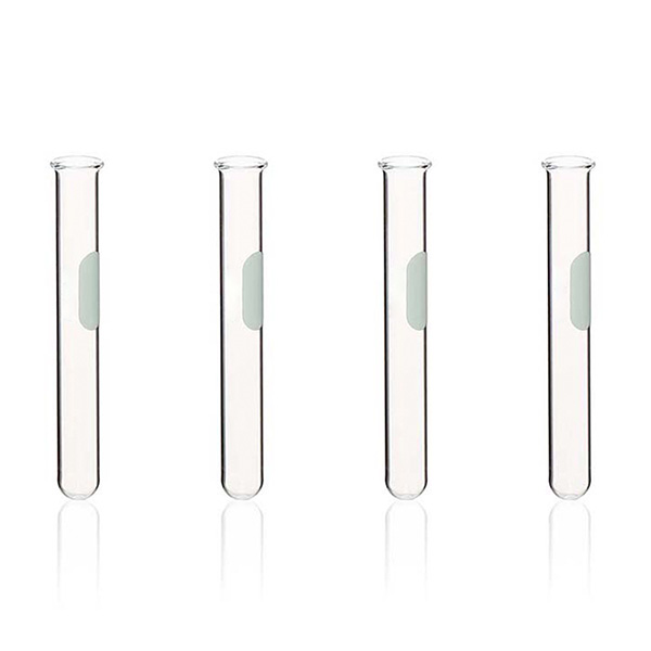 Tubos de ensayo con borde y área de escritura, vidrio borosilicato