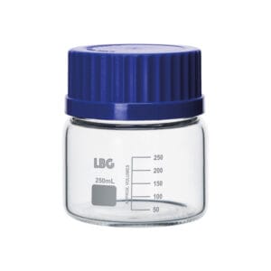FRASCO GRADUADO CON ROSCA ISO DE BOROSILICATO 3.3, BOCA ANCHA